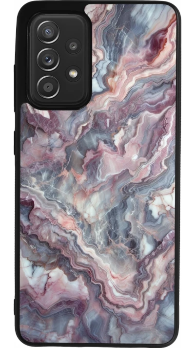 Samsung Galaxy A52 Case Hülle - Silikon schwarz Violetter silberner Marmor