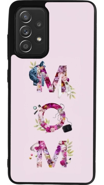 Coque Samsung Galaxy A52 - Silicone rigide noir Mom 2024 girly mom