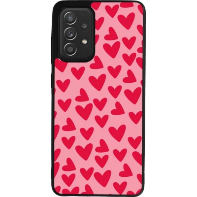 Coque Samsung Galaxy A52 - Silicone rigide noir Mom 2024 petits coeurs