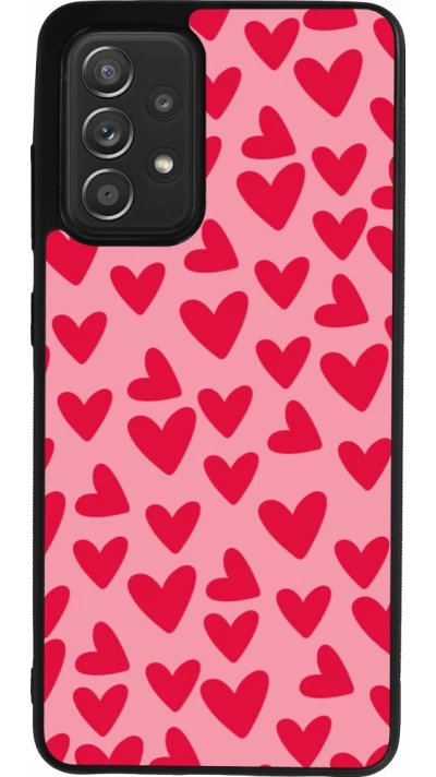 Coque Samsung Galaxy A52 - Silicone rigide noir Mom 2024 petits coeurs