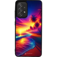 Samsung Galaxy A52 Case Hülle - Silikon schwarz Strand Sonnenuntergang auffällig
