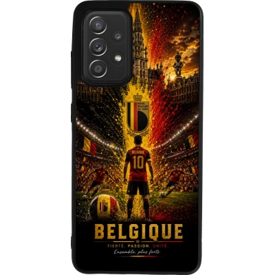 Coque Samsung Galaxy A52 - Silicone rigide noir Football Belgique splash 2026