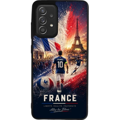 Coque Samsung Galaxy A52 - Silicone rigide noir Football France splash 2026