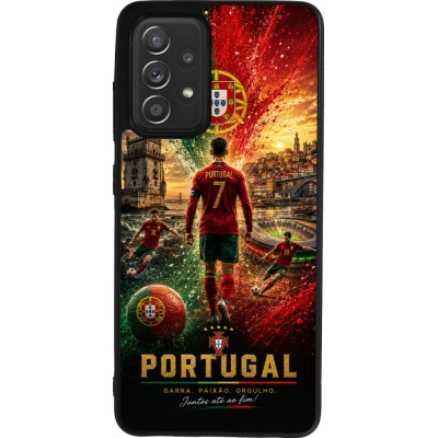 Coque Samsung Galaxy A52 - Silicone rigide noir Football Portugal splash 2026