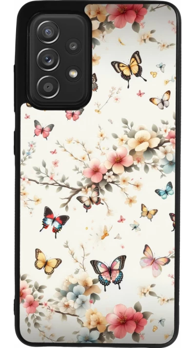 Coque Samsung Galaxy A52 - Silicone rigide noir Spring 25 Papillons Légers