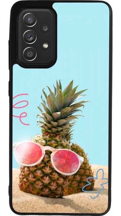 Coque Samsung Galaxy A52 - Silicone rigide noir Pineapple with glasses Summer 2026