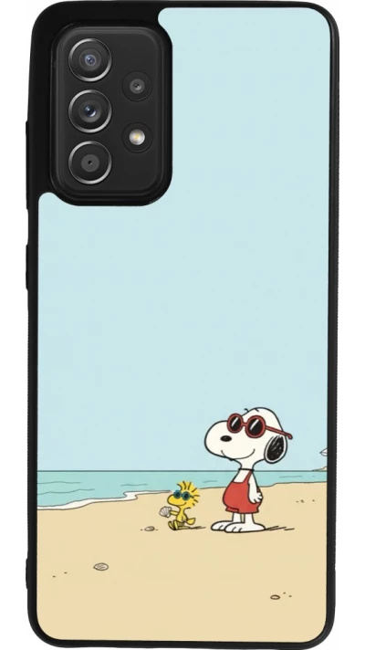 Coque Samsung Galaxy A52 - Silicone rigide noir Snoopy on the beach Summer 2026