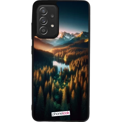 Coque Samsung Galaxy A52 - Silicone rigide noir Sunset Forest Lake