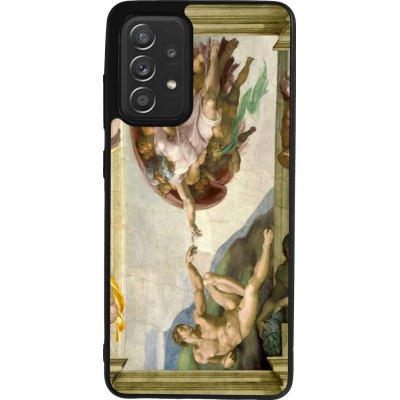 Coque Samsung Galaxy A52 - Silicone rigide noir Tableau art - La Création d’Adam - Michel-Ange