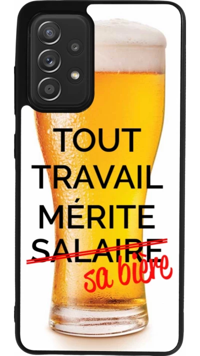 Coque Samsung Galaxy A52 - Silicone rigide noir Tout travail mérite sa bière