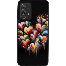 Samsung Galaxy A52 Case Hülle - Silikon schwarz Valentin 2024 Schwarzes Herz Abstrakt