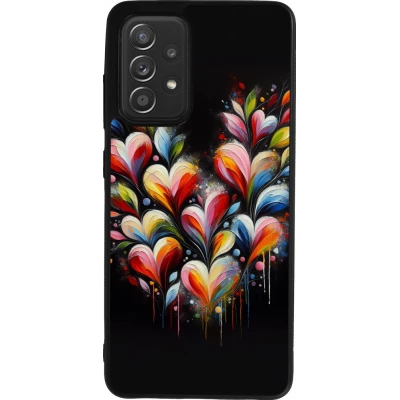 Coque Samsung Galaxy A52 - Silicone rigide noir Valentine 2024 Coeur Noir Abstrait
