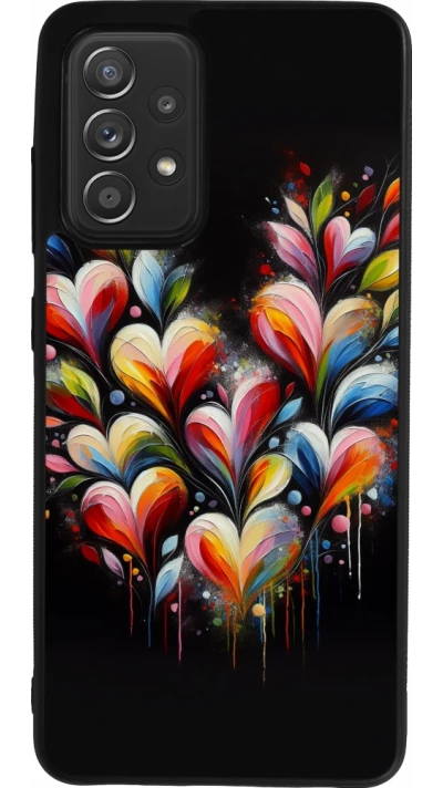 Coque Samsung Galaxy A52 - Silicone rigide noir Valentine 2024 Coeur Noir Abstrait