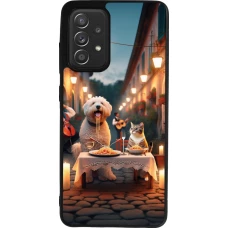 Samsung Galaxy A52 Case Hülle - Silikon schwarz Valentin 2024 Hund & Katze Kerzenlicht
