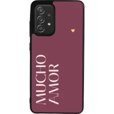 Coque Samsung Galaxy A52 - Silicone rigide noir Valentine 2024 mucho amor rosado