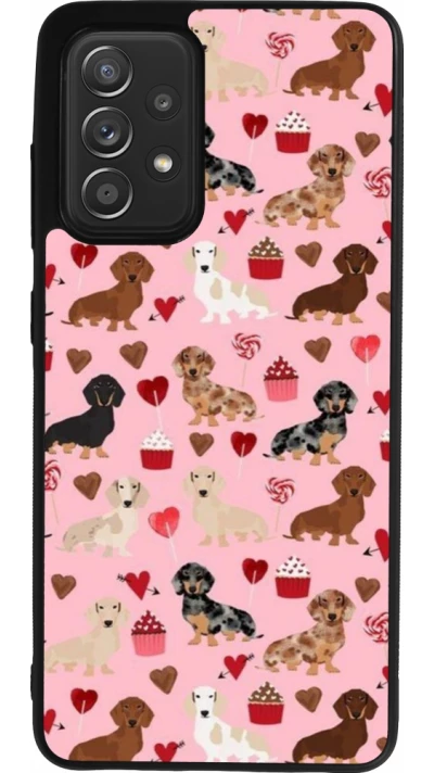 Coque Samsung Galaxy A52 - Silicone rigide noir Valentine 2024 puppy love