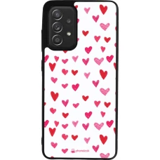 Coque Samsung Galaxy A52 - Silicone rigide noir Valentine 2022 Many pink hearts