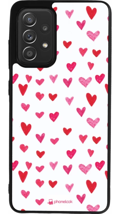 Coque Samsung Galaxy A52 - Silicone rigide noir Valentine 2022 Many pink hearts