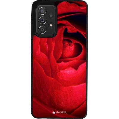 Coque Samsung Galaxy A52 - Silicone rigide noir Valentine 2022 Rose