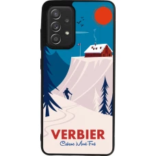 Coque Samsung Galaxy A52 - Silicone rigide noir Verbier Cabane Mont-Fort