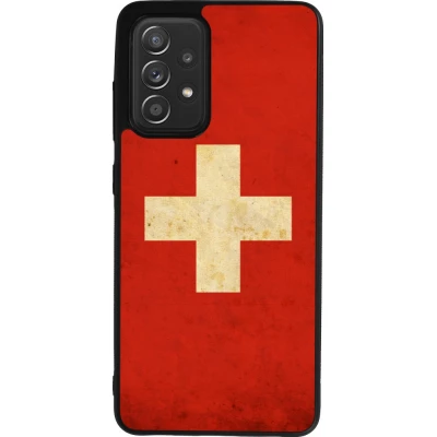 Samsung Galaxy A52 Case Hülle - Silikon schwarz Vintage Flag SWISS