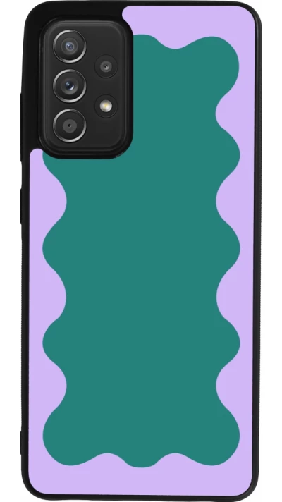 Coque Samsung Galaxy A52 - Silicone rigide noir Wavy Rectangle Green Purple