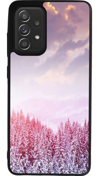 Coque Samsung Galaxy A52 - Silicone rigide noir Winter 22 Pink Forest