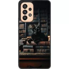 Samsung Galaxy A53 5G Case Hülle - Silikon schwarz Katze Bücher dunkel