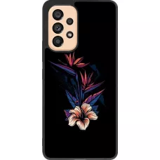 Coque Samsung Galaxy A53 5G - Silicone rigide noir Dark Flowers