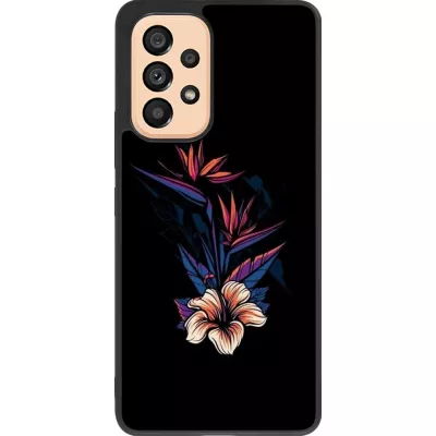 Coque Samsung Galaxy A53 5G - Silicone rigide noir Dark Flowers