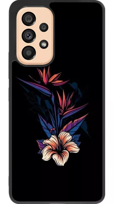 Coque Samsung Galaxy A53 5G - Silicone rigide noir Dark Flowers