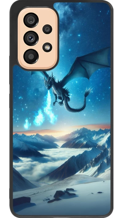 Coque Samsung Galaxy A53 5G - Silicone rigide noir Dragon nocturne montagne