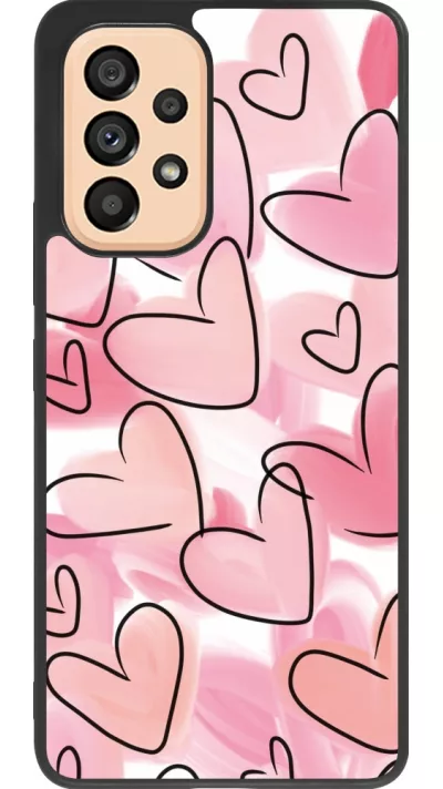 Coque Samsung Galaxy A53 5G - Silicone rigide noir Easter 2023 pink hearts
