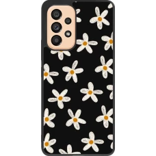Coque Samsung Galaxy A53 5G - Silicone rigide noir Easter 2024 white on black flower