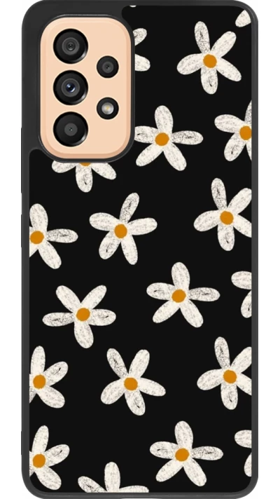 Coque Samsung Galaxy A53 5G - Silicone rigide noir Easter 2024 white on black flower