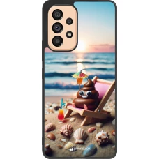Samsung Galaxy A53 5G Case Hülle - Silikon schwarz Kackhaufen Emoji auf Liegestuhl
