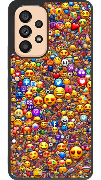 Coque Samsung Galaxy A53 5G - Silicone rigide noir Emoji mixed