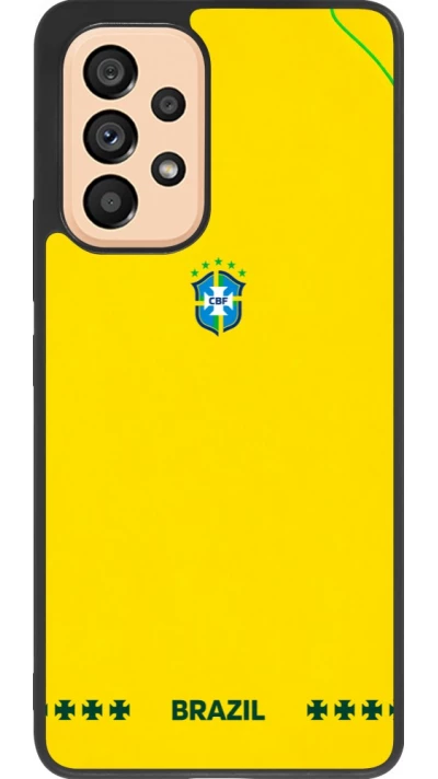 Coque Samsung Galaxy A53 5G - Silicone rigide noir Maillot de football Bresil 2026 personnalisable
