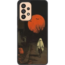 Coque Samsung Galaxy A53 5G - Silicone rigide noir Halloween 2025 Ghost on a bicycle