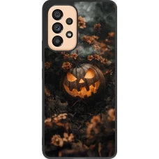 Coque Samsung Galaxy A53 5G - Silicone rigide noir Halloween 2025 Pumpkin with flowers