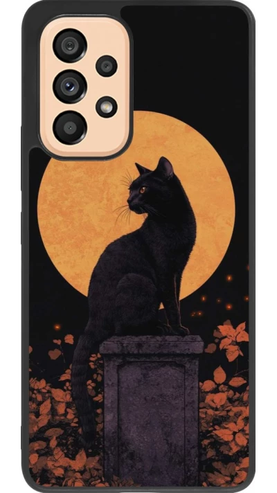 Coque Samsung Galaxy A53 5G - Silicone rigide noir Halloween 2026 Cat Art Nouveau