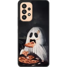Coque Samsung Galaxy A53 5G - Silicone rigide noir Halloween 2026 Ghost eating pizza