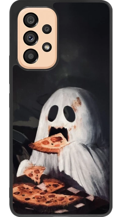 Coque Samsung Galaxy A53 5G - Silicone rigide noir Halloween 2026 Ghost eating pizza
