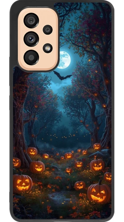 Coque Samsung Galaxy A53 5G - Silicone rigide noir Halloween 2026 Road of Pumpkins