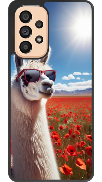 Samsung Galaxy A53 5G Case Hülle - Silikon schwarz Lama Chic in Mohnblume
