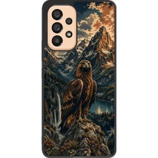 Coque Samsung Galaxy A53 5G - Silicone rigide noir Linocut Aigle Royal
