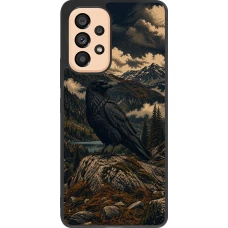 Coque Samsung Galaxy A53 5G - Silicone rigide noir Linocut Grand Corbeau
