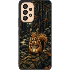 Coque Samsung Galaxy A53 5G - Silicone rigide noir Linocut Ecureuil