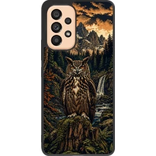 Coque Samsung Galaxy A53 5G - Silicone rigide noir Linocut Grand-Duc