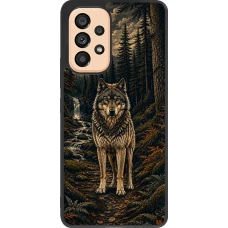 Coque Samsung Galaxy A53 5G - Silicone rigide noir Linocut Loup